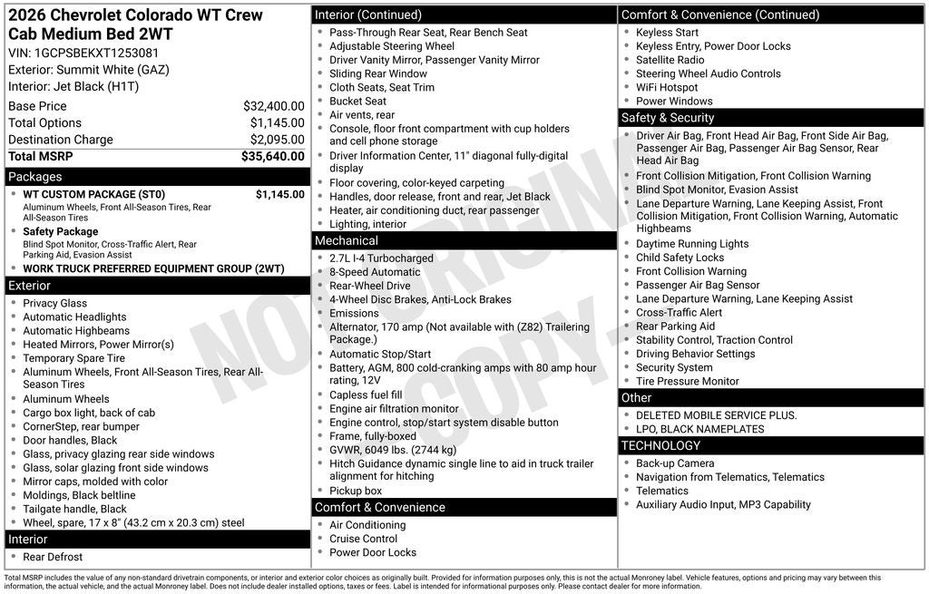 2026 Chevrolet Colorado Work Truck