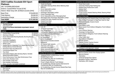 2025 Cadillac Escalade ESV Sport Platinum