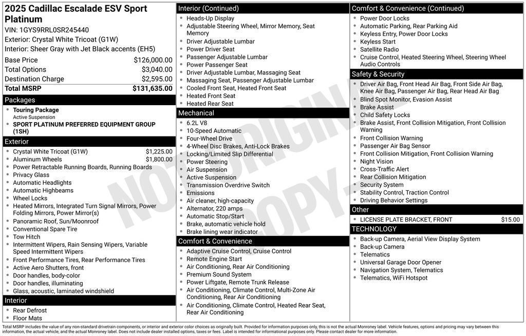 2025 Cadillac Escalade ESV Sport Platinum