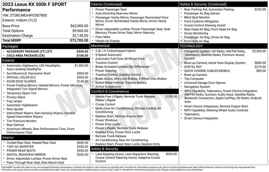2023 Lexus RX 500h F SPORT Performance