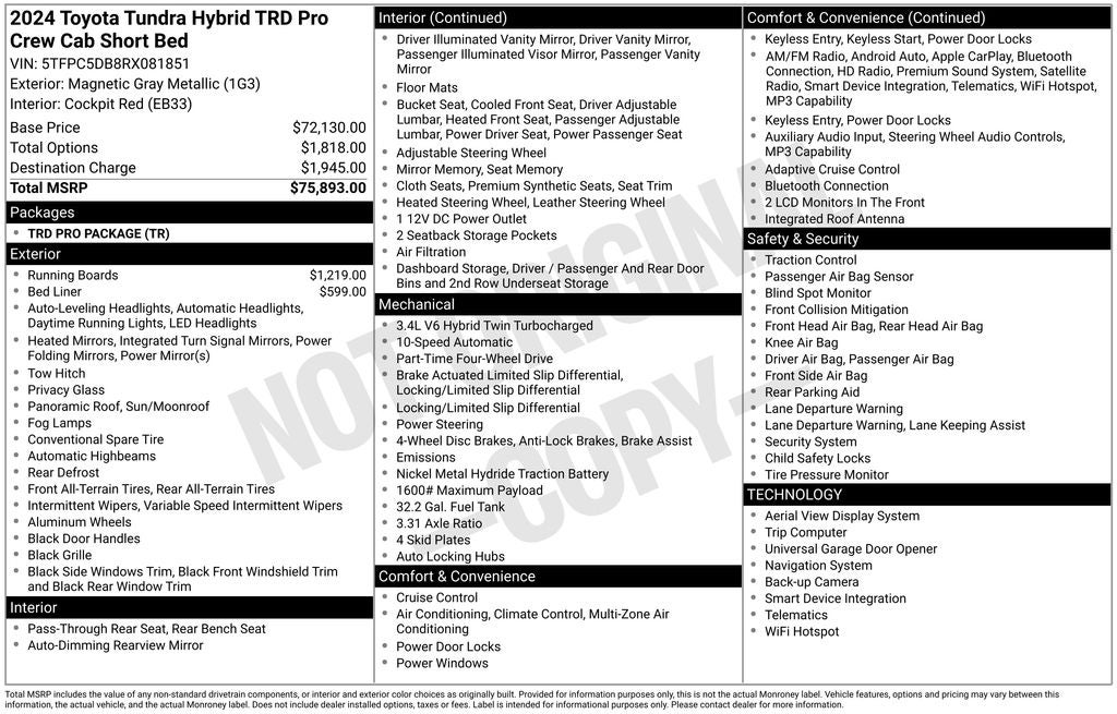 2024 Toyota Tundra Hybrid TRD Pro