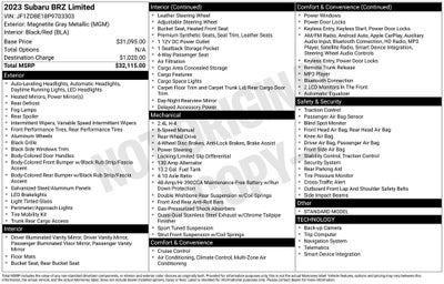 2023 Subaru BRZ Limited
