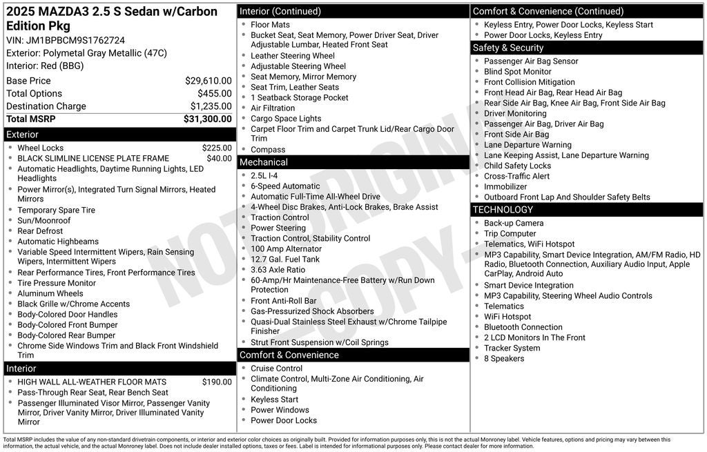 2025 Mazda Mazda3 2.5 S Carbon Edition