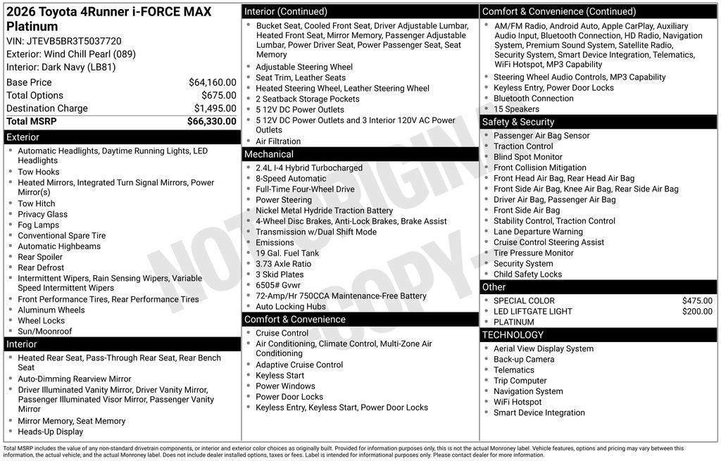 2026 Toyota 4Runner i-FORCE MAX Hybrid Platinum